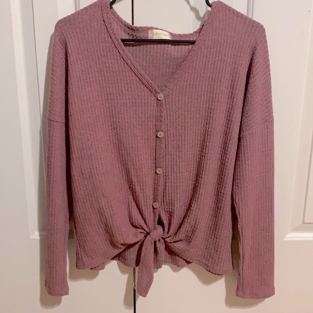 Altar’d State Waffle Knit Long Sleeve Top